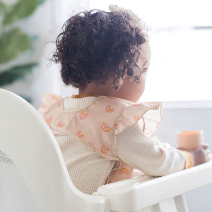 Mess Proof Baby Bib - Waterproof Baby Apron - Machine Washable - PVC, BPA, & Phthalate Free - Great Travel Bib for Baby Eating - Baby Food Bibs (Boho Rainbow, Small 6-24 Months)
