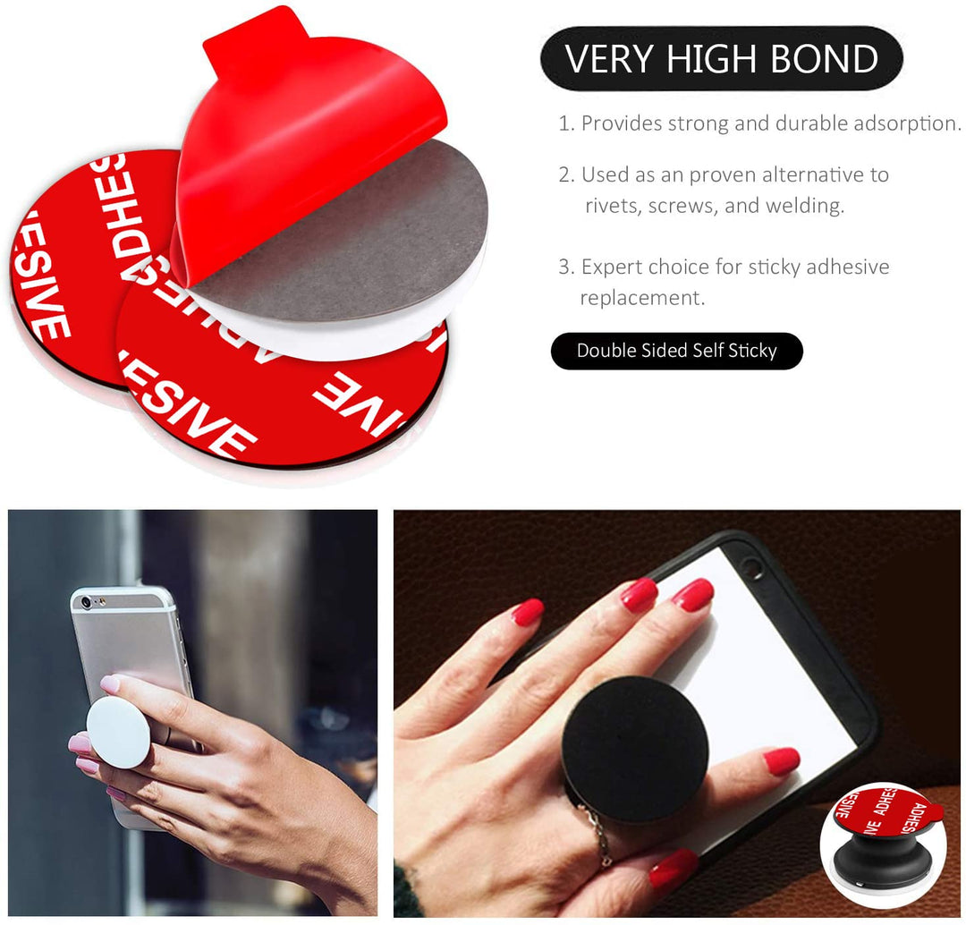 Very High Bond Sticky Adhesive, 12 Pack Socket Sticky Adhesive Replacement Kit, 1.4 inches Double-Sided Stickers for Collapsible Grips Socket Base