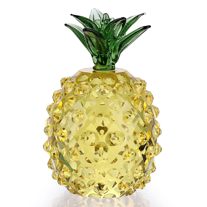 Crystal Pineapple Figurines Fruit Decor Crystal Pineapple Ornament Decorative Crystal Fruit Sculpture Collectible, Glass Pineapple Paperweight Tabletop Centerpiece for Home Office, 4cm x 7cm