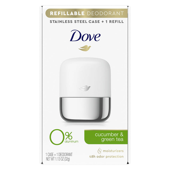 Unisex Refillable Fruity Scent Deodorant Roll On Starter Kit Aluminum Cucumber & Green Tea Aluminum Free Deodorant 1.13 Oz, Pack Of 1