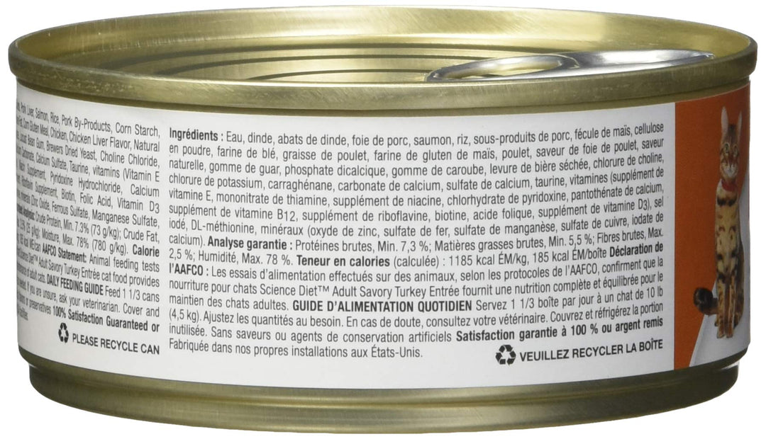 Hill's Science Diet Adult 1-6, Adult 1-6 Premium Nutrition, Wet Cat Food, Turkey Minced, 5.5 oz Can, Case of 24