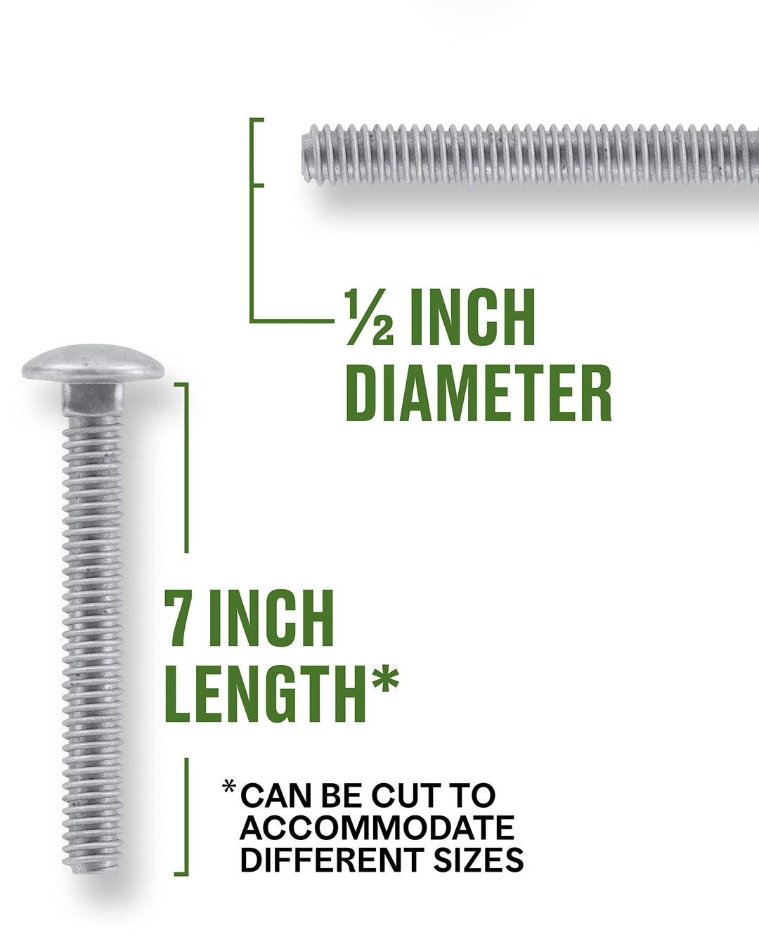 The Group 812627 Hot Dipped Galvanized Carriage Bolt, 1/2-Inch x 7-Inch, 25-Pack