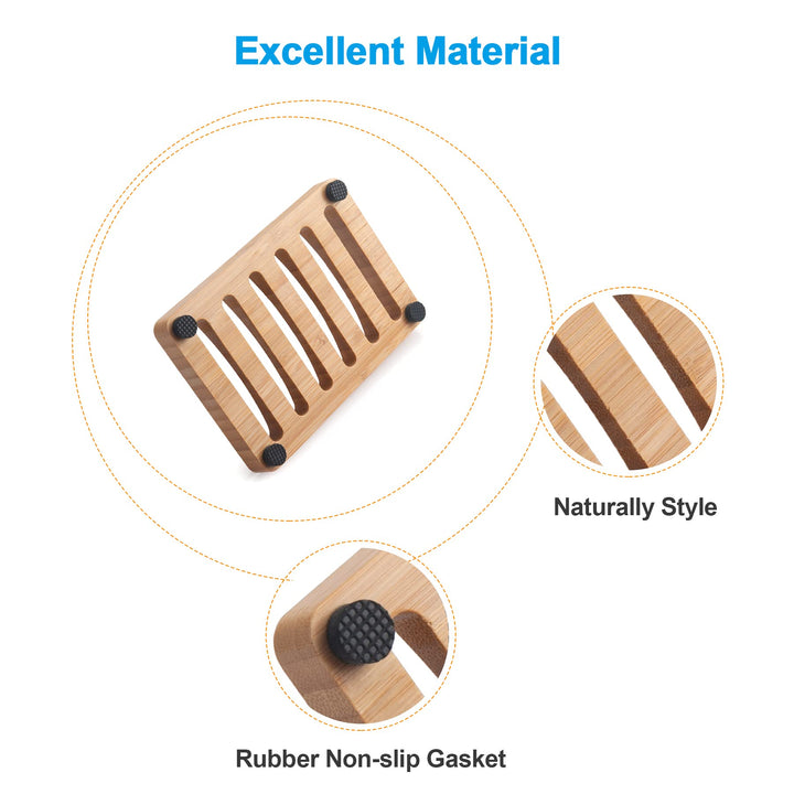Soap Holder, Bamboo Soap Dish, Wooden Soap Holder Soap Dish, 2 Pack Bamboo Soap Holder, Soap Dishes for Bar Soap, Wooden Soap Tray, Kitchen Soap Tray Self Draining (Wooden Color)