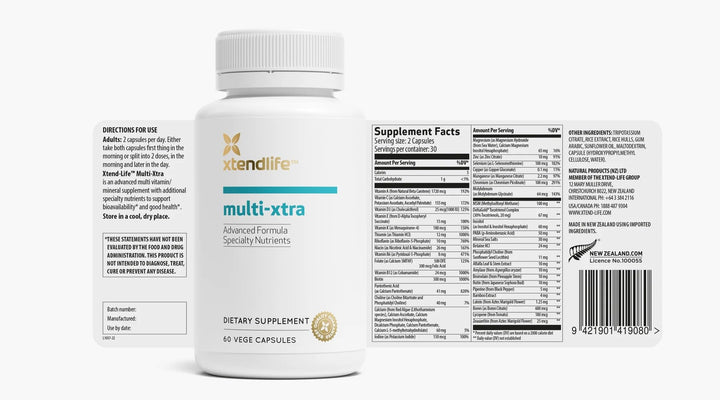 Multi-Xtra Advanced Multivitamin & Mineral Supplement with Over 40 Bioavailable Ingredients - Vitamins, Minerals & Herbs for Immune, Heart, Energy - for Men, Women, Children - 30 Day Supply