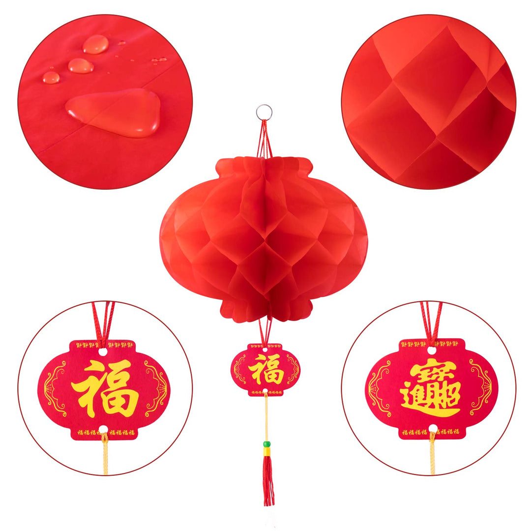 Favide 20 Pieces 10 Inch Chinese Red Paper Lanterns Festival Decorations for New Year, Spring Festival, Wedding and Restaurant