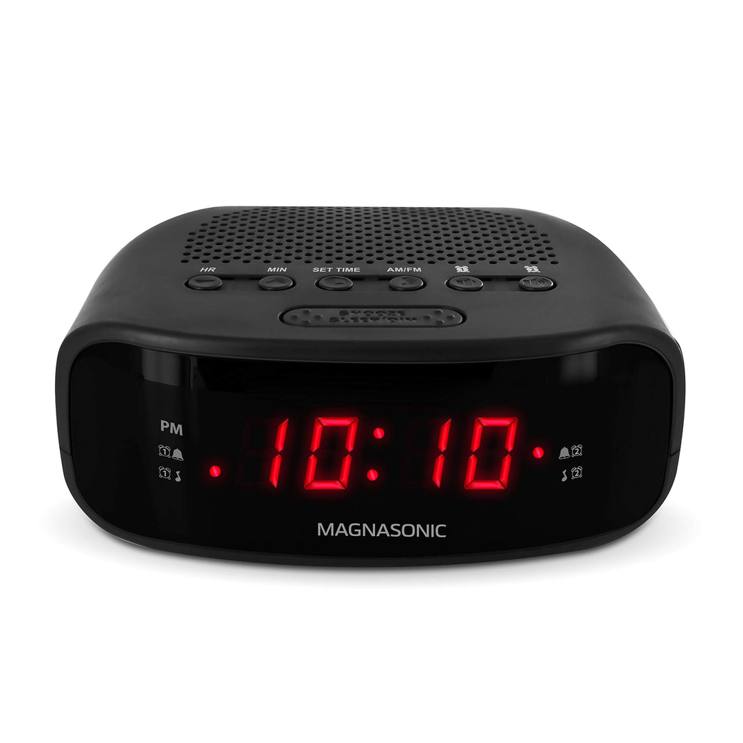 Digital AM/FM Clock Radio with Battery Backup, Dual Alarm, Sleep & Snooze Functions, Display Dimming Option (EAAC200)