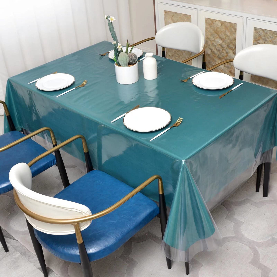 100% Waterproof Clear Plastic Tablecloth, Vinyl Rectangle PVC Table Cloths Protector Spill Oil Proof Wipe Clean Transparent Table Cover for Dining/Camping/Parties - 54 x 78, Crystal Clear