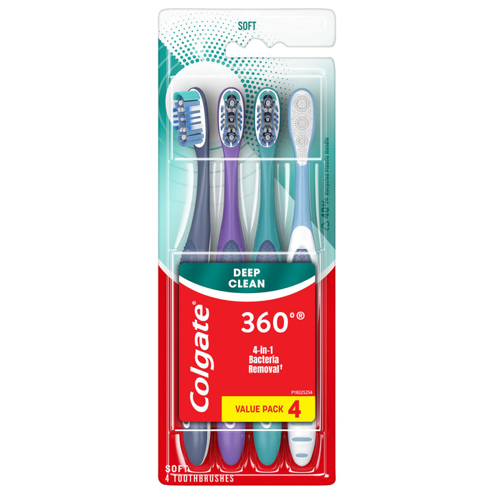 360 Adult Full Head Soft Toothbrush (4 Count)