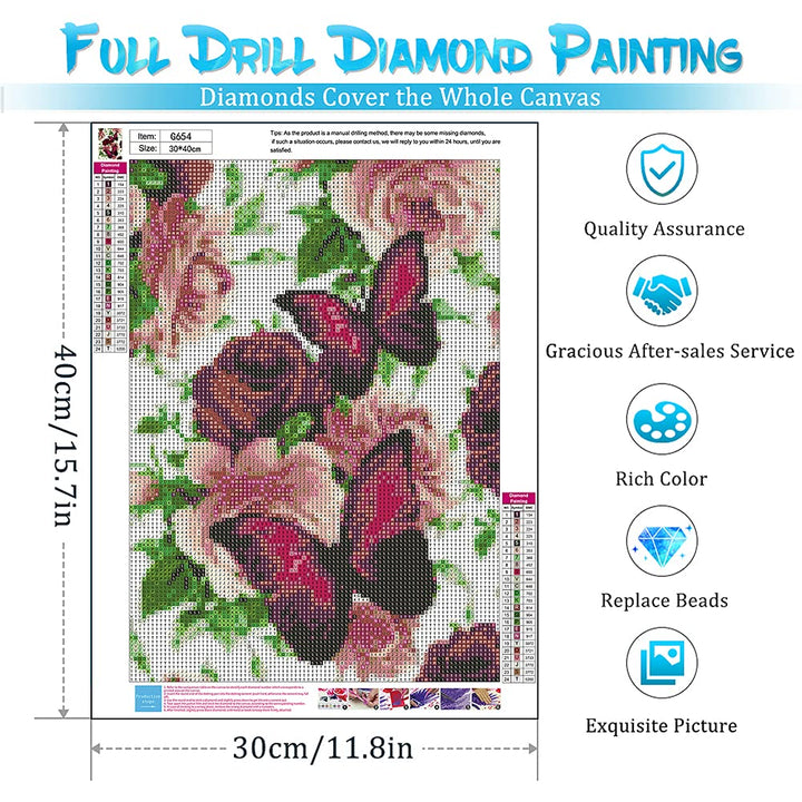 Butterfly Diamond Painting Kits for Adults - 5D Diamond Art Kits for Adults Kids Beginner, DIY Round Full Drill Diamond Dots Paint with Diamonds Painting Kit Home Wall Decor 11.8x15.7inch