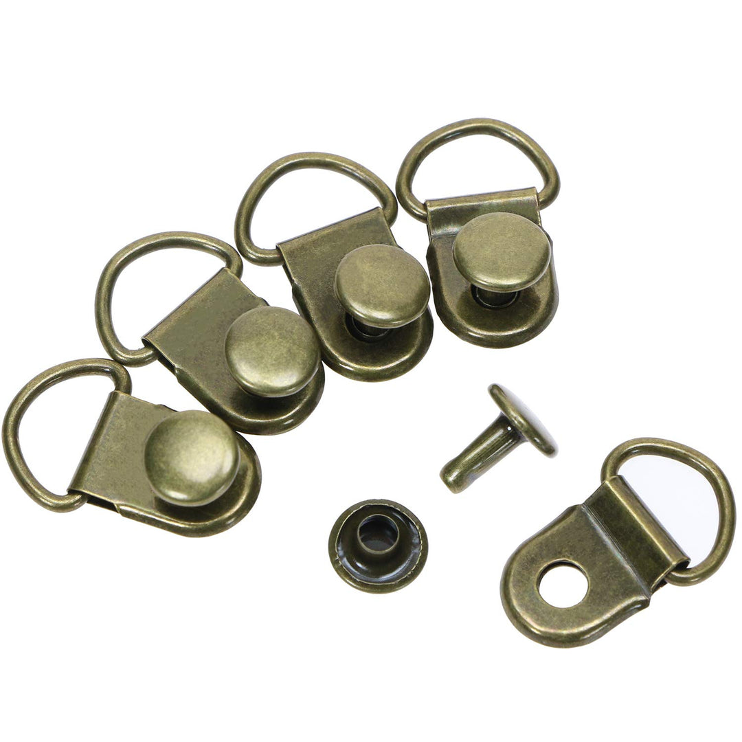 50 Pieces Shoe Boot Lace Hooks Buckle Rivets Loop Ring with Rivets, Shoe Boot Buckle (Bronze)