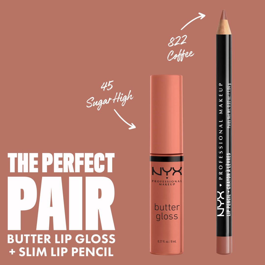 PROFESSIONAL MAKEUP Butter Gloss Brown Sugar, Non-Stick Lip Gloss - Sugar High (Peachy Light Nude)
