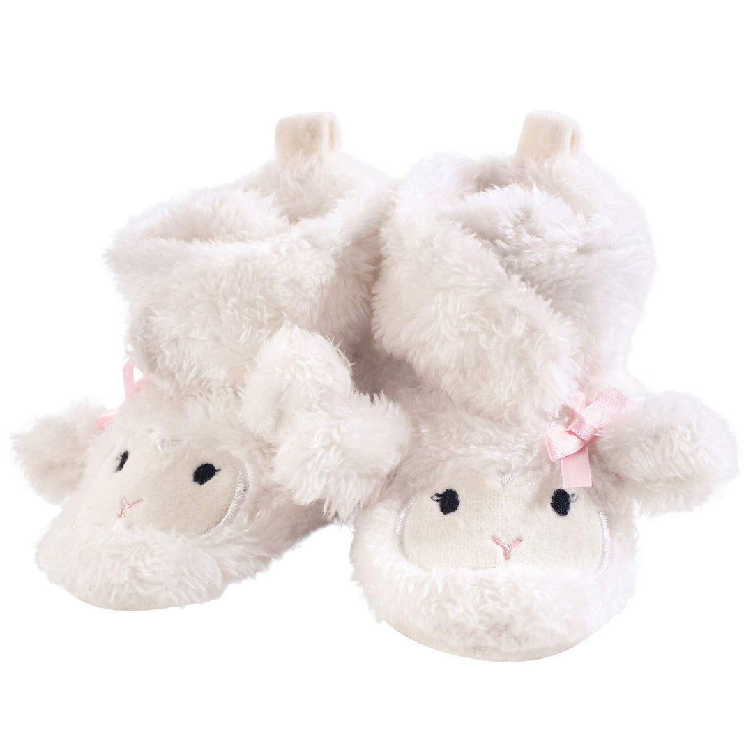 Unisex Baby Cozy Fleece and Sherpa Booties, Girl Lamb, 0-6 Months