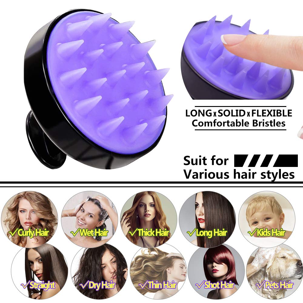 Hair Scalp Massager Shampoo Brush: 2 Pack Wet and Dry Hair Scalp Brush Soft Silicone Head Scrubber Dandruff Brush for Women Men or Pets