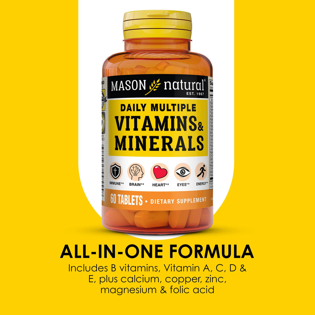 Daily Multiple Vitamins with Minerals, 24 Essential Nutrients for Overall Health, 60 Tablets