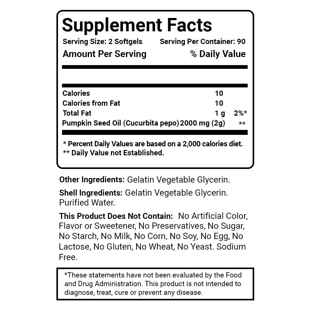 Pumpkin Seed Oil Bladder Control 1000 mg 180 Softgels