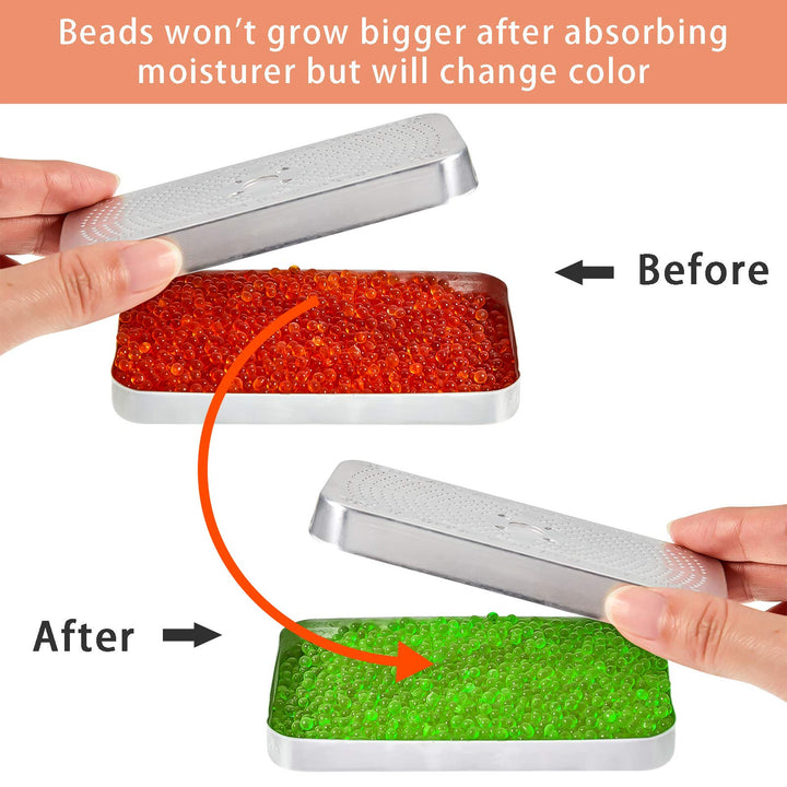 40 Gram Silica Gel Dehumidifier Desiccant Silica Gel Canister Reusable Absorber Orange Desiccant Canisters, Orange Green Bead Tin for Car, Closet, Cabinet, Bag, Storage Box (5 Pieces)