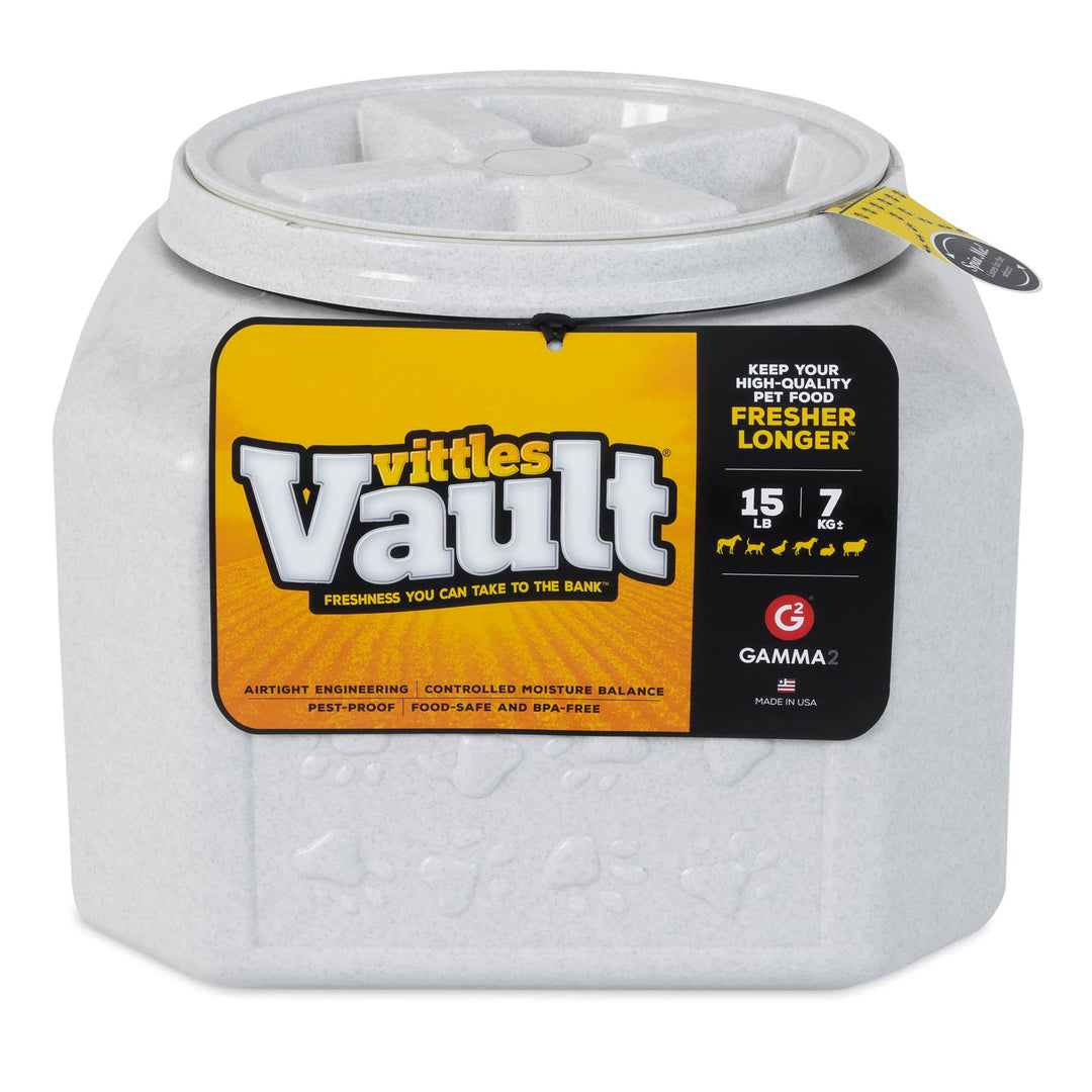 Vittles Vault Dog Food Storage Container with Airtight Lid, holds up to 10-15 Pounds of Dry Pet Food, Cat Kibble and Bird Feed, BPA Free, Made in USA