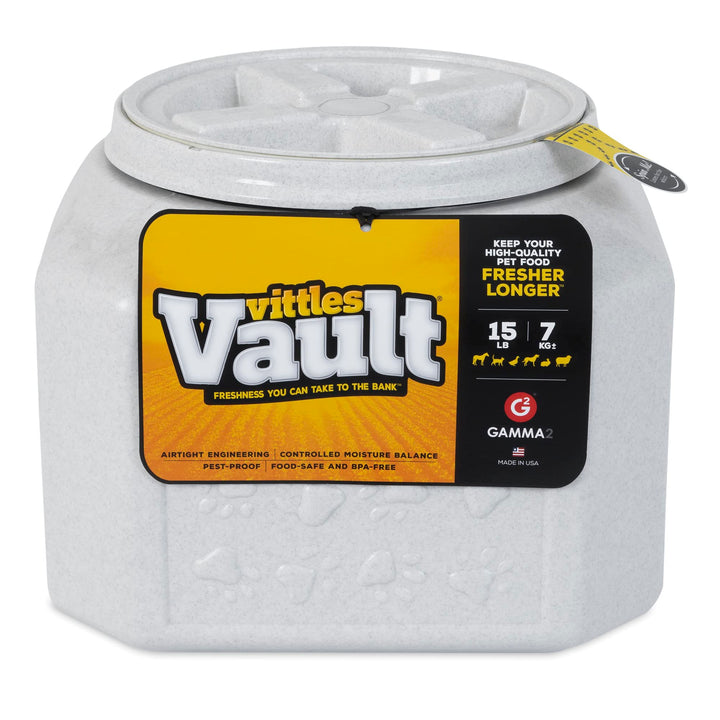 Vittles Vault Dog Food Storage Container with Airtight Lid, holds up to 10-15 Pounds of Dry Pet Food, Cat Kibble and Bird Feed, BPA Free, Made in USA
