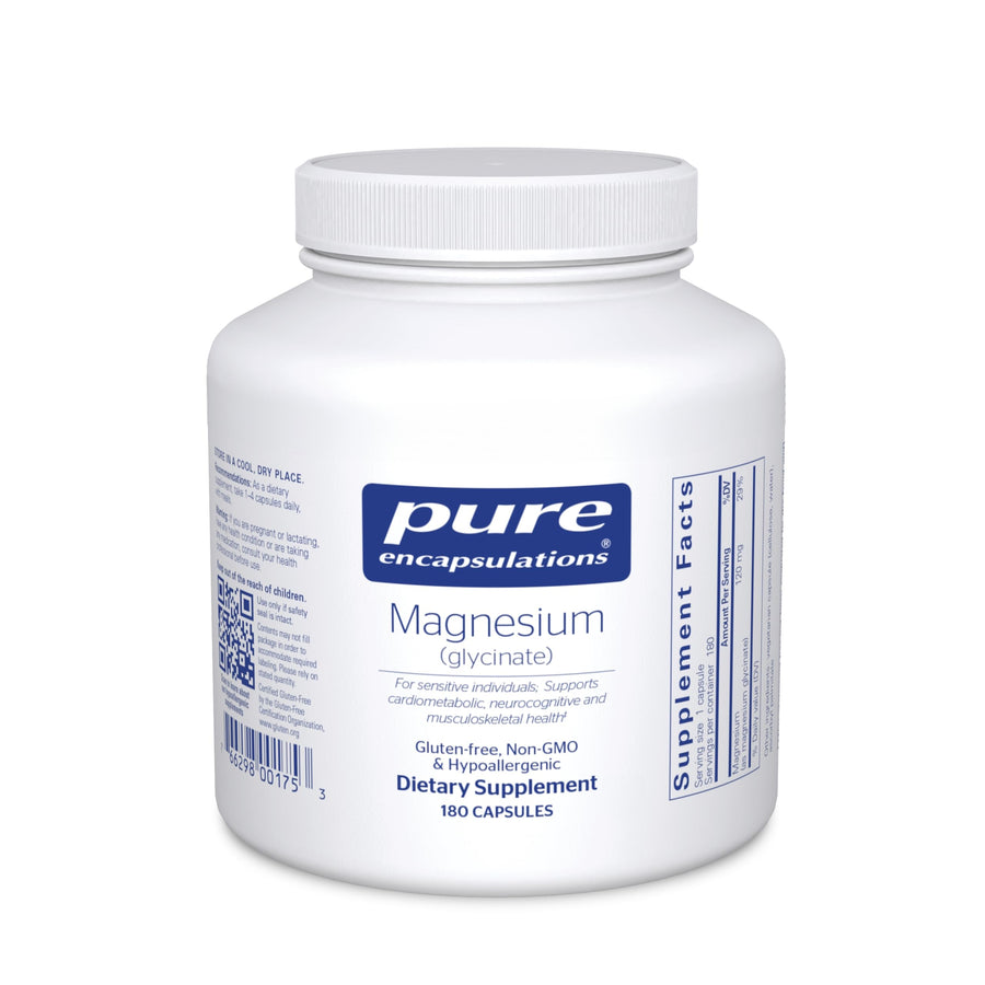 Magnesium (Glycinate) - Supplement to Support Stress Relief, Sleep, Heart Health, Nerves, Muscles, and Metabolism* - with Magnesium Glycinate - 180 Capsules