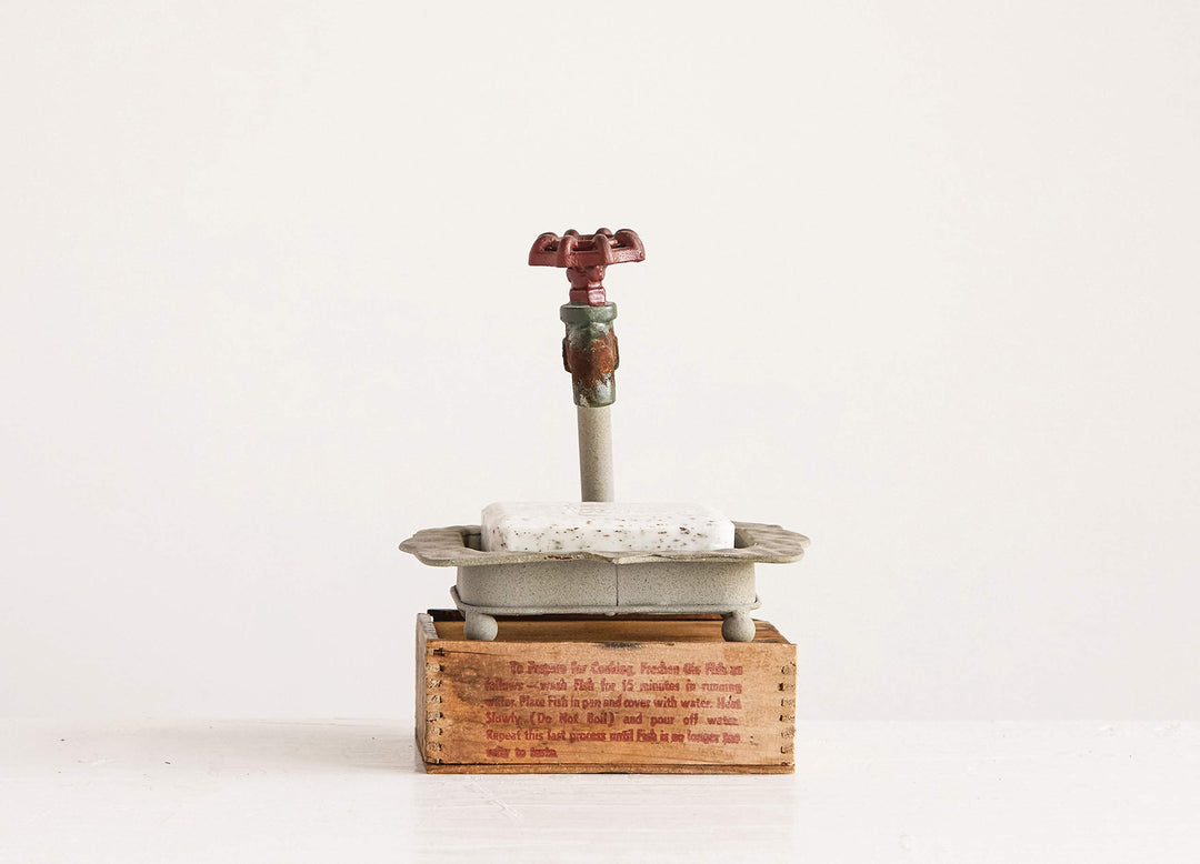 Rustic Metal Soap Dish with-Faucet