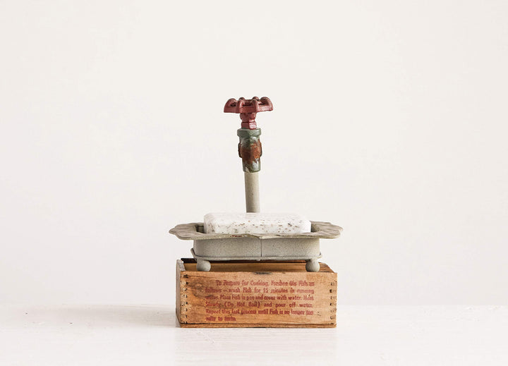 Rustic Metal Soap Dish with-Faucet