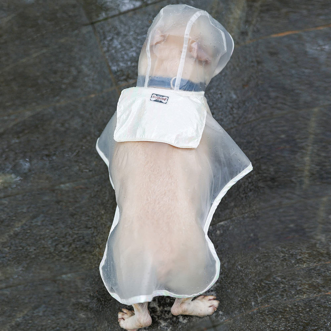 Dog Raincoat, Portable Waterproof Transparent Dog Rainwear for Small, Medium, Large Dogs, Light Breathable Hooded Rain Jacket Puppy Rain Poncho Cape(L, Transparent)