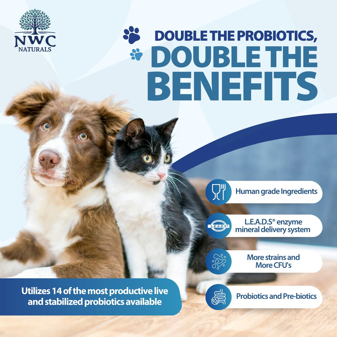 Total-Biotics, Cat & Dog Probiotics for Digestive Health with Prebiotic, Unflavored Probiotic for Dogs & Cats, Supplement for Gut, Skin, Coat, Upset Stomach Relief, 365 Servings, 8 Ounces