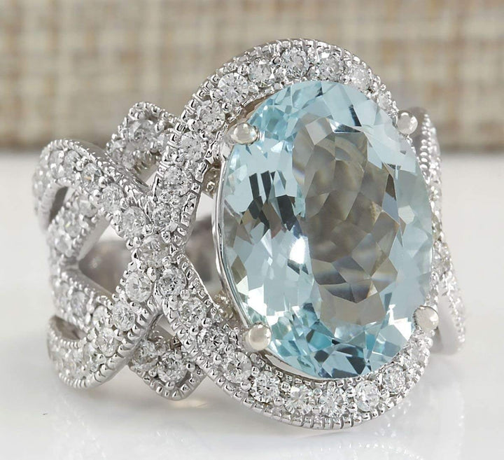 Duan Gorgeous 925 Silver 6.72CT Aquamarine Ring Wedding Engagement Jewelry Size 6-10 (US Code 8)