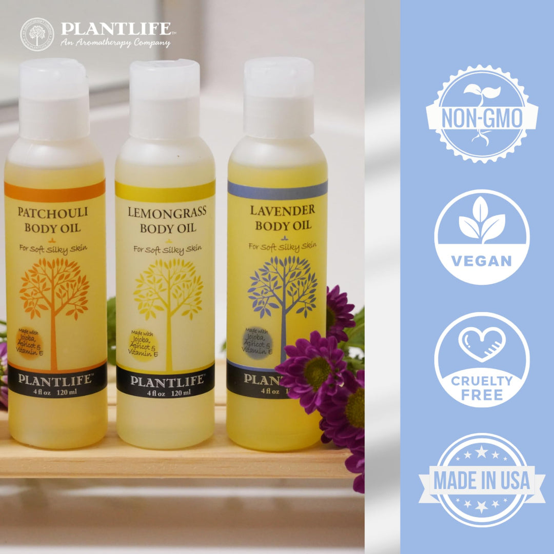 Lemongrass Body & Bath Oil with Vitamin E, Apricot & Jojoba - 4oz.