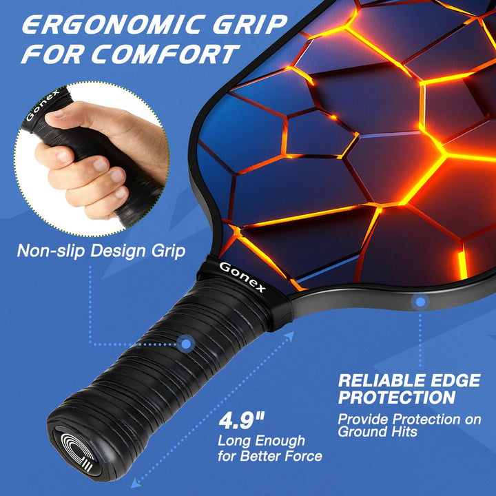 Pickleball Paddles, USAPA Approved Graphite Pickleball Rackets with Comfort Grip, Carbon Fiber Pickleball Set of 2/4 Paddles with 4 Balls, Portable Carry Bag