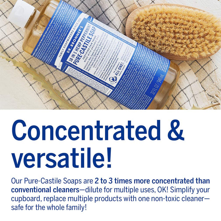 Dr. Bronner's Magic Soaps Pure Castile Soap 18-in-1 Hemp Peppermint, 32 Oz Bottle