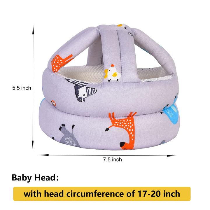 Baby Adjustable Helmet, Lightweight and Soft, Great for Baby Learning to Walk and Crawl. Zoo,Gray