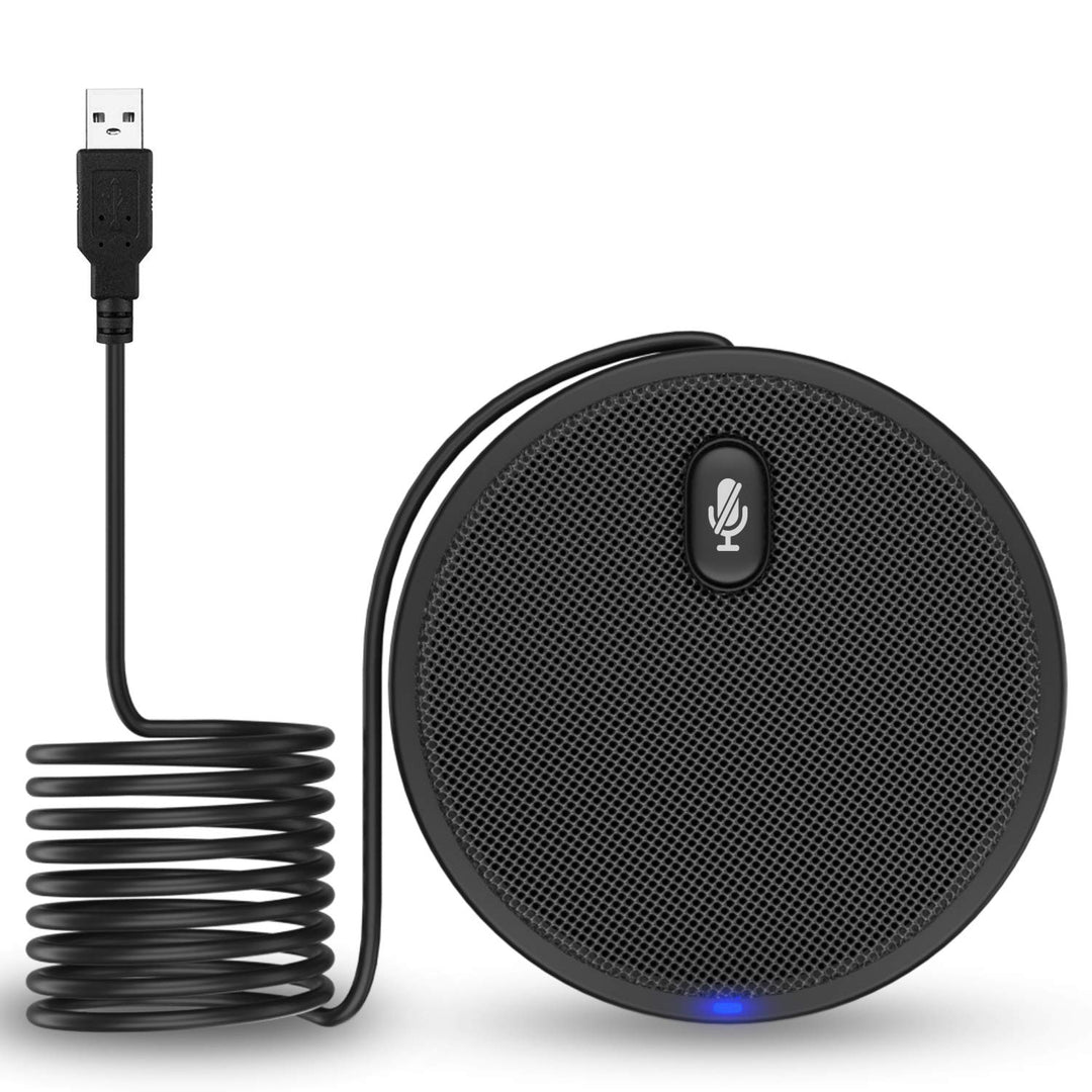 USB Conference Microphone, 360° Omnidirectional Condenser PC Microphones with Mute Plug & Play Compatible with Mac OS X Windows for Video Conference,Gaming,Chatting,Skype