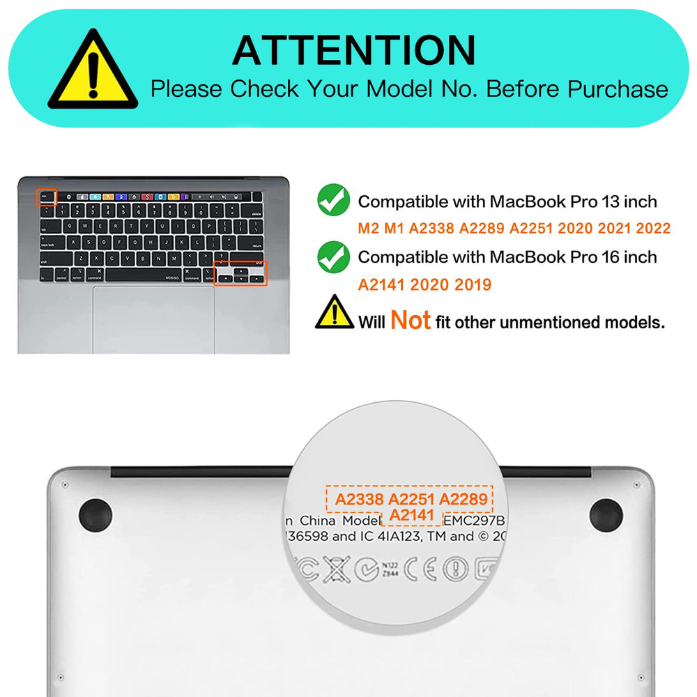 Keyboard Cover Compatible with MacBook Pro 13 M2 2023,2022,2021 2020 M1 A2338 A2289 A2251&Compatible with MacBook Pro 16 2020 2019 A2141 Touch ID,Protective Silicone Skin,Mac OS X Shortcut,Gray