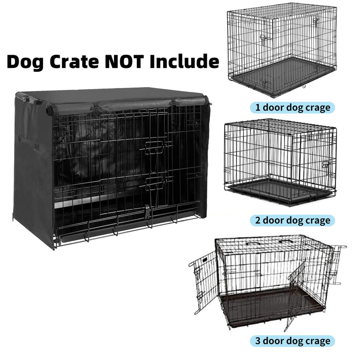 Dog Crate Cover 48 inch XL Dog Kennel Outside Cover, Big Dog Cage for Large Dogs Wire with1 2 3 Doors, Waterproof 600D Oxford Fabric Indoor/Outdoor Black(Dog Crate NOT Included)