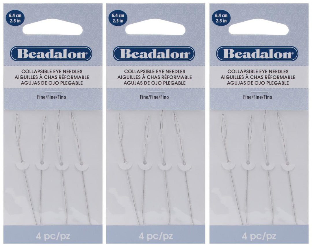3-PACK - Collapsible Eye Needles 2.5-Inch Fine 4 per Pack (in Rigid Pak TM mailer)