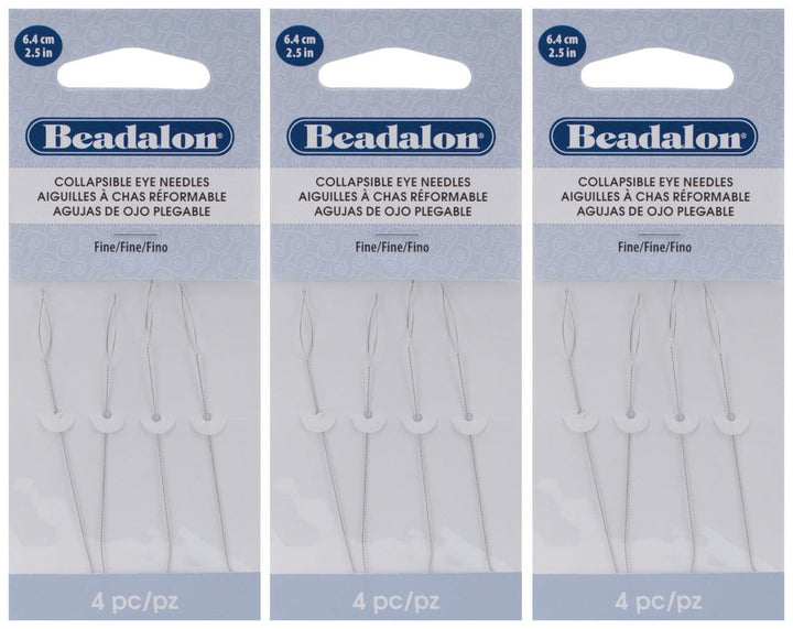 3-PACK - Collapsible Eye Needles 2.5-Inch Fine 4 per Pack (in Rigid Pak TM mailer)