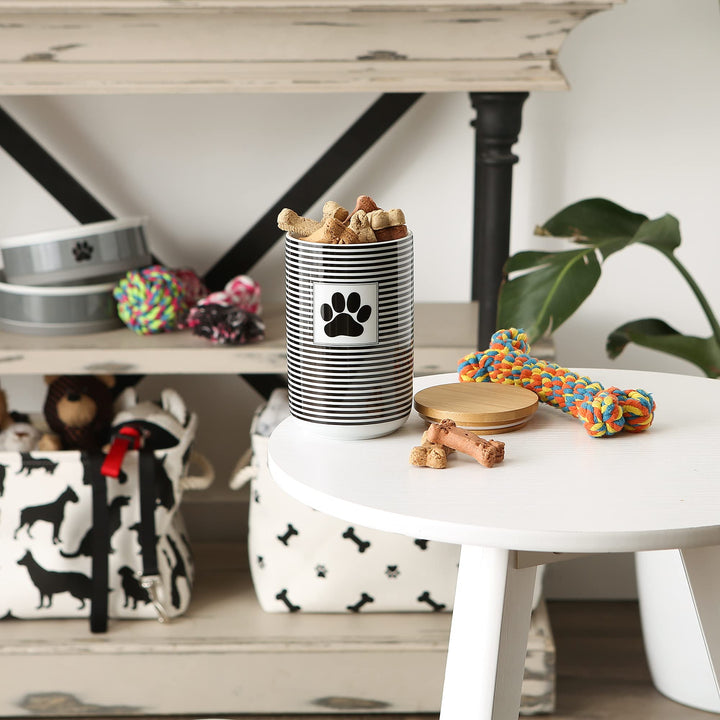 Paw & Patch Ceramic Pet Collection, Treat Canister, 4x6.5, Black,Treat Canister, 4x6.5,5742