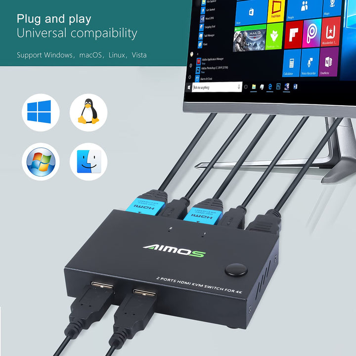 USB 3.0 Switch Selector, 2 in 2 Out USB Switcher for 2 Computers Share 2 USB Devices, Mouse, Keyboard, Scanner, Printer, 2 USB 3.0 Cables Included