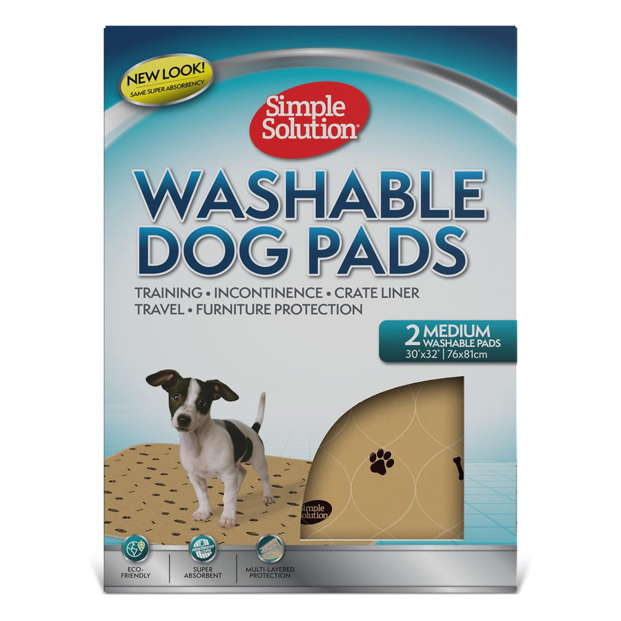 Large Washable Puppy Pad | Reusable Dog Pee Pad | Absorbent and Odor Controlling | 30x32 Inches, 2 Count, Black & Beige