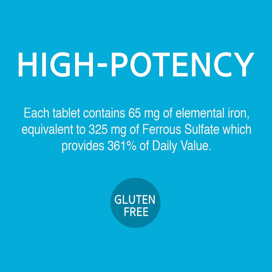 Iron 65 mg Ferrous Sulfate 325 mg Tablets, 120 Count