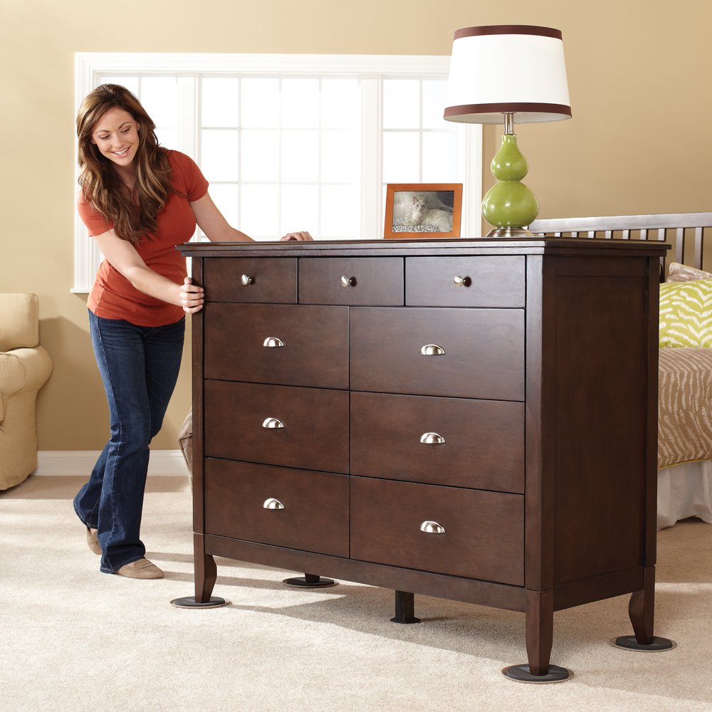 3 1/2 & 7 Round Reusable Furniture Sliders for Carpet - Effortless Moving and Surface Protection, Beige (8 Pack)