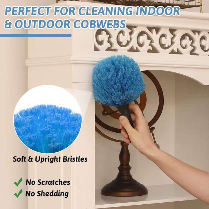 20 Foot Cobweb Duster with Extension Pole 2 PCS, Webster Cobweb Duster for High Ceilings/Corners, Spider Web Brush with Pole for Outdoor & Indoor Web Cleaning, Outdoor Cobweb Brush Kit