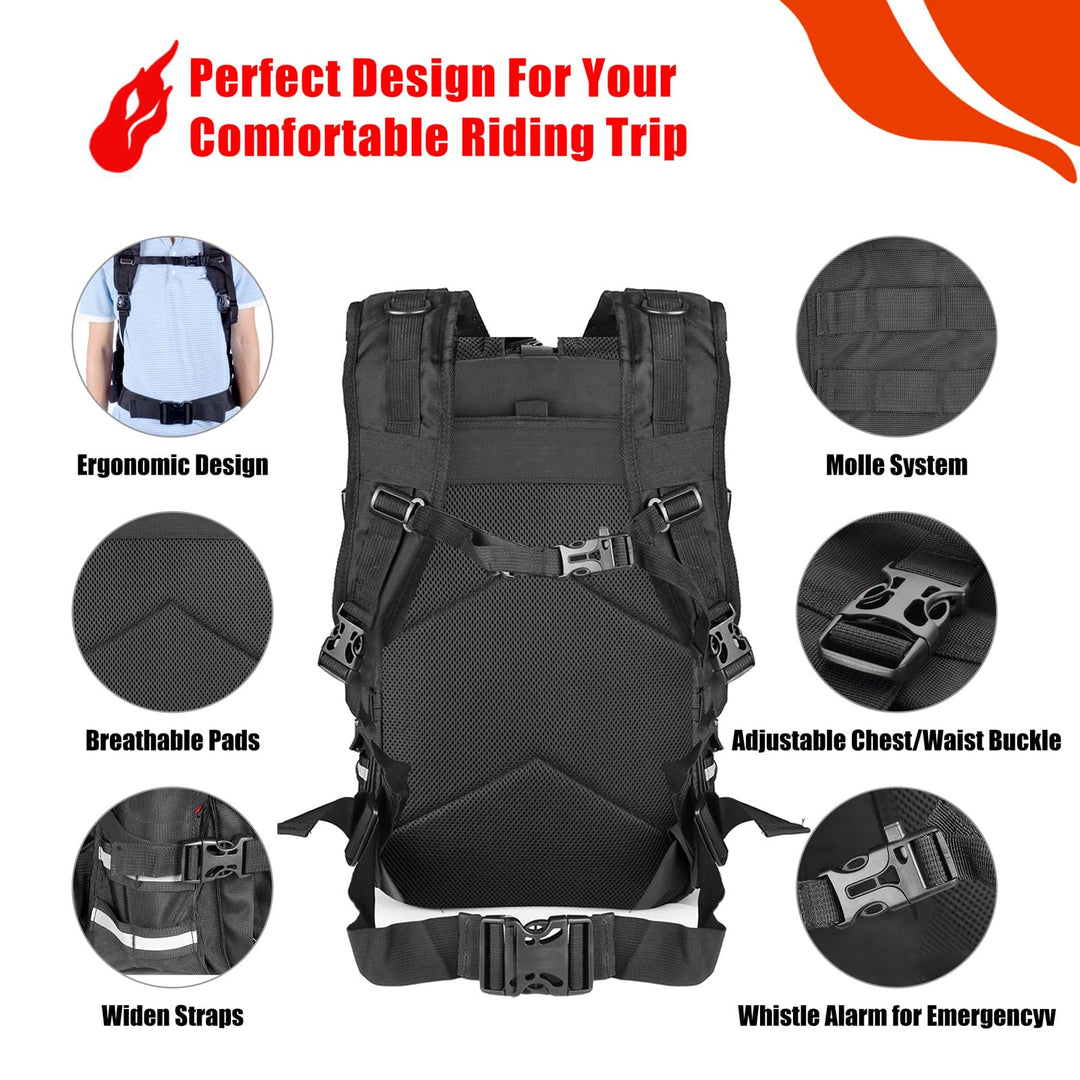 Motorcycle Helmet Backpack Large Capacity Motorcycle ATV/UTV Cycling Riding Helmet Holder Bag Military Helmet Molle Storage Bag Waterproof Tactical Hiking Backpack