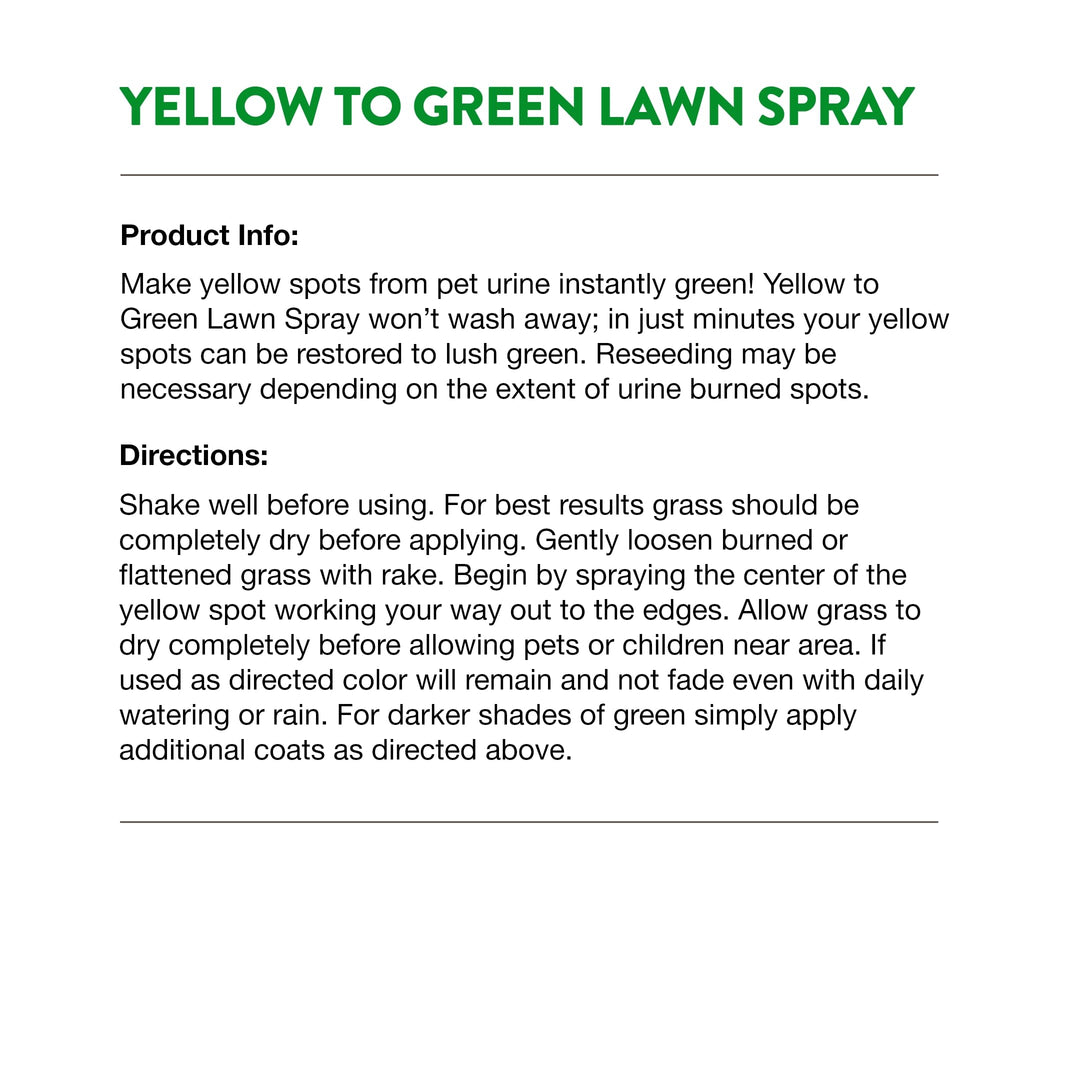 Yellow to Green Lawn Pet Spot Remover Spray, 32-Ounce