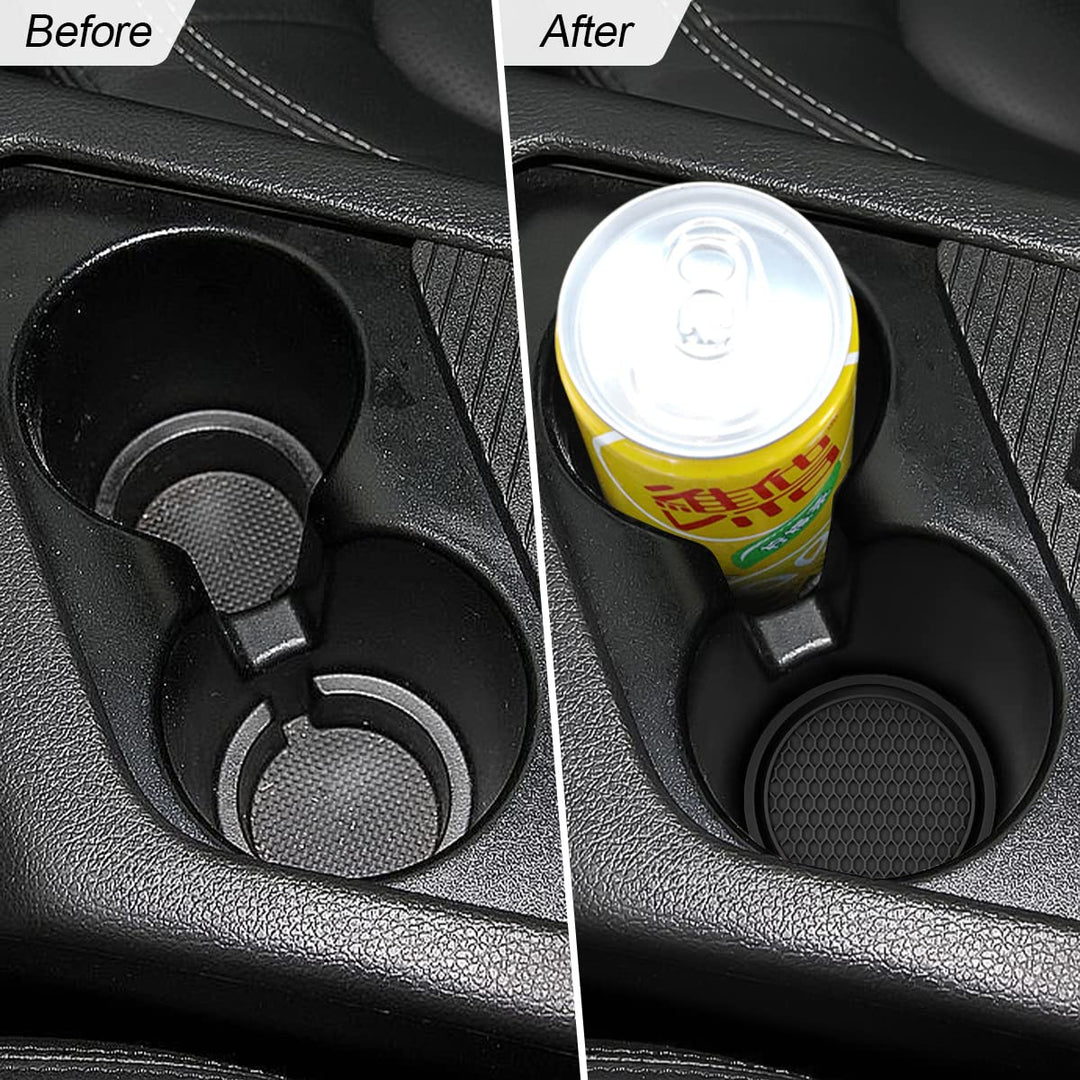 4 Pack Car Cup Holder Coaster, 2.75 Inch Diameter Non-Slip Universal Insert Coaster, Durable, Suitable for Most Car Interior, Car Accessory for Women and Men (Black)
