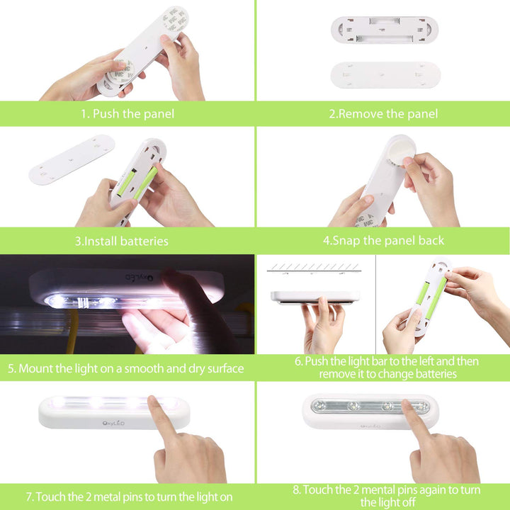 Closet Lights, Touch Light, 4 LED Touch Tap Light, Stick-on Anywhere Push Light, Cordless Touch Sensor LED Night Light, Stair Lights, Light Panel Can Be Rotated 140°(1 Pack, Battery Operated)