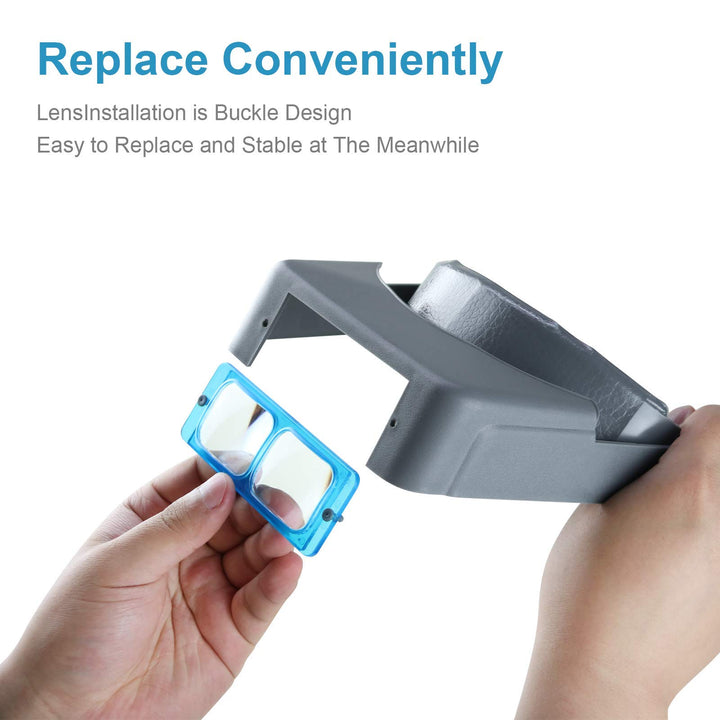 Head Mount Magnifier Visor Double Lens, Headband Magnifying Glasses, Professional Jeweler Loupe with 4 Replaceable Optical Lenses 1.5X, 2.0X, 2.5X, 3.5X for Repair, Crafts, Seniors with Low Vision