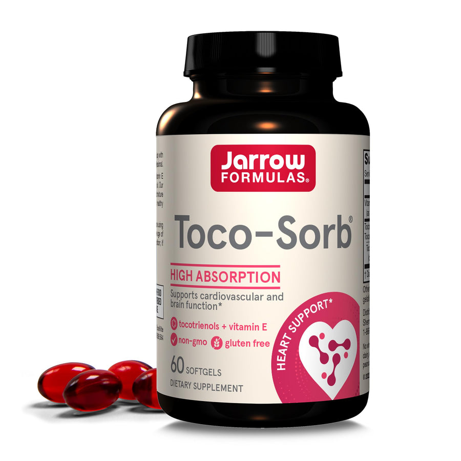 ® Toco-Sorb Cardiovascular Health and Brain Function Support, High Absorption Formula, Tocotrienol-Tocopherol Complex and Vitamin E, 60 Softgels, 30 Day Supply