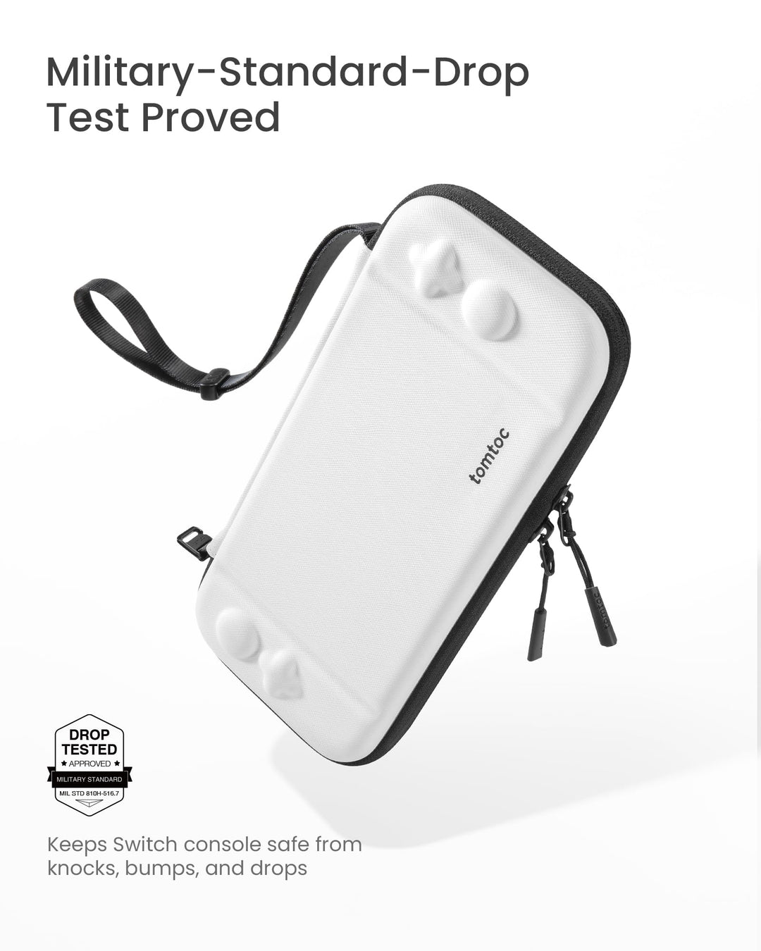 Slim Carrying Case for Nintendo Switch / OLED Model, Protective Switch Sleeve with 10 Game Cartridges, Hard Portable Travel Carry Case, with Original Patent and Military Grade Protection, White
